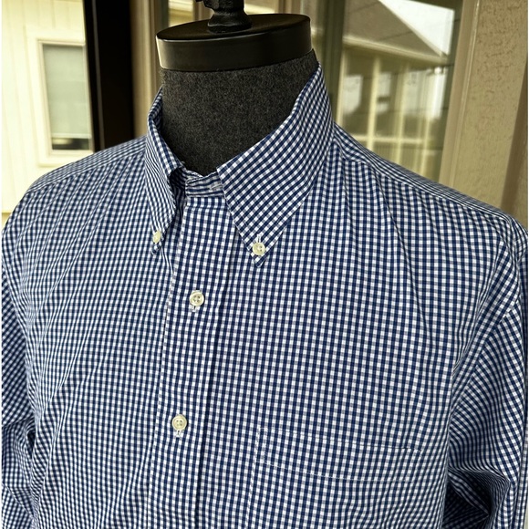 BROOKS BROTHERS Men’s Cotton Blue & White Gingham Button Down Shirt - Sz 16H/33 - Picture 2 of 10